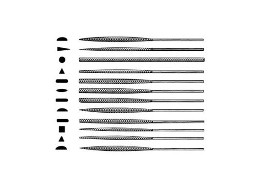 Fowler 75-130-062 - 6" Swiss Pattern #2 File Set, 12 Pieces