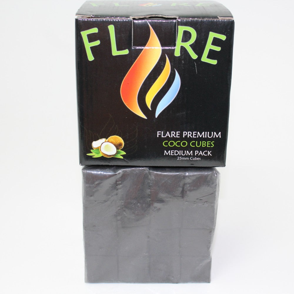 FLARE PREMIUM - Coconut Hookah Charcoals, 25 mm cubes, 64 Pieces